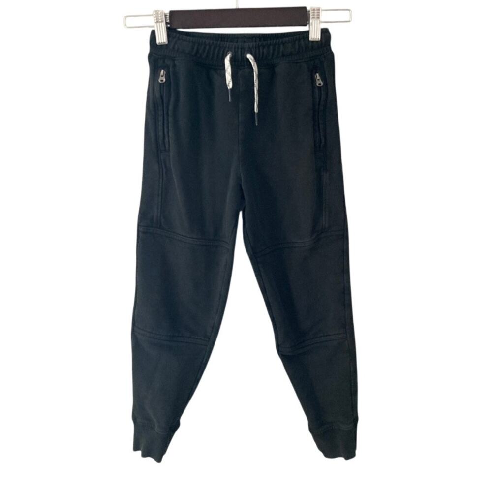 Hanna Andersson Slim Fit French Terry Double Knee Sweatpants Black 6/7